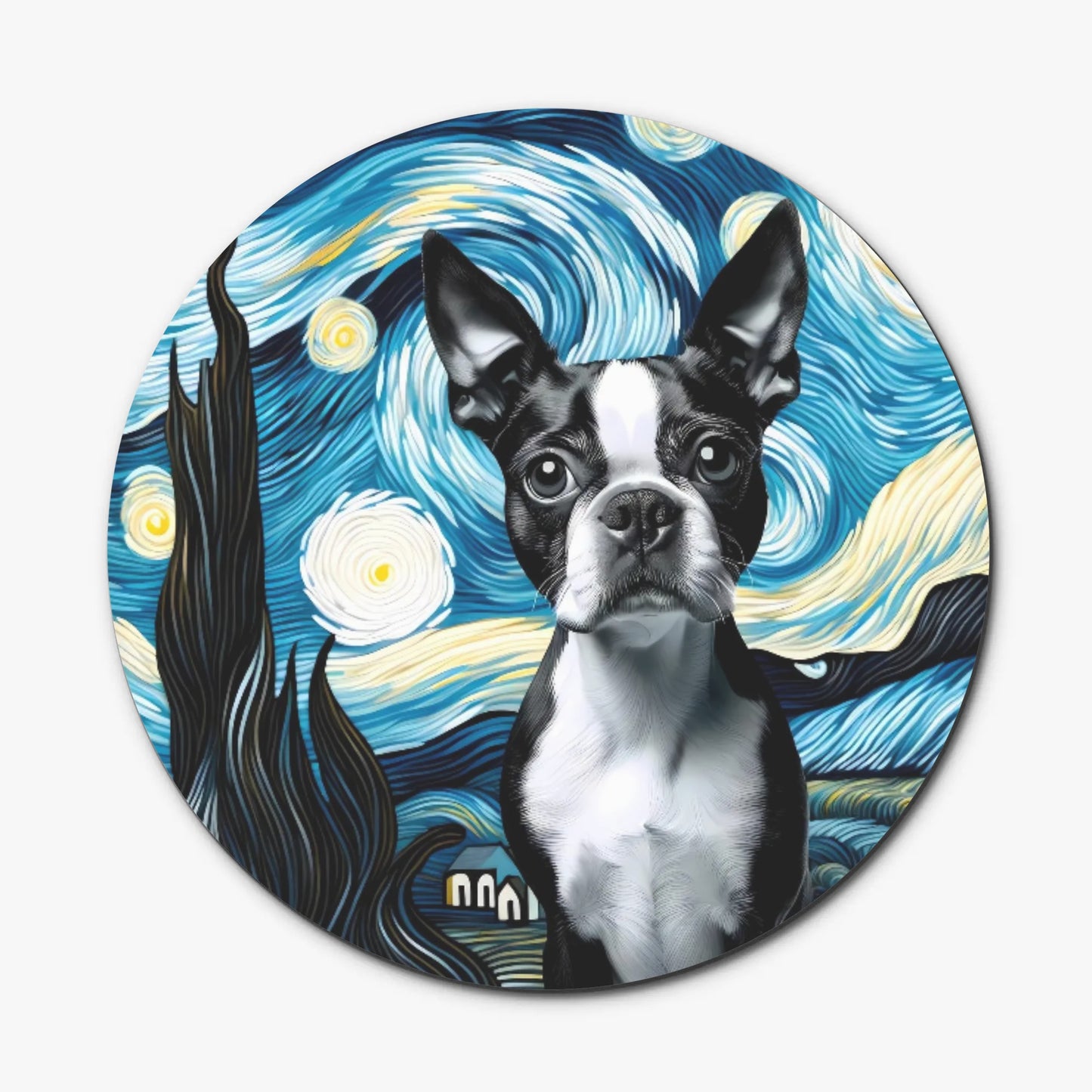 Starry Night - Boston Terrier Wood Coaster Set (4pcs)