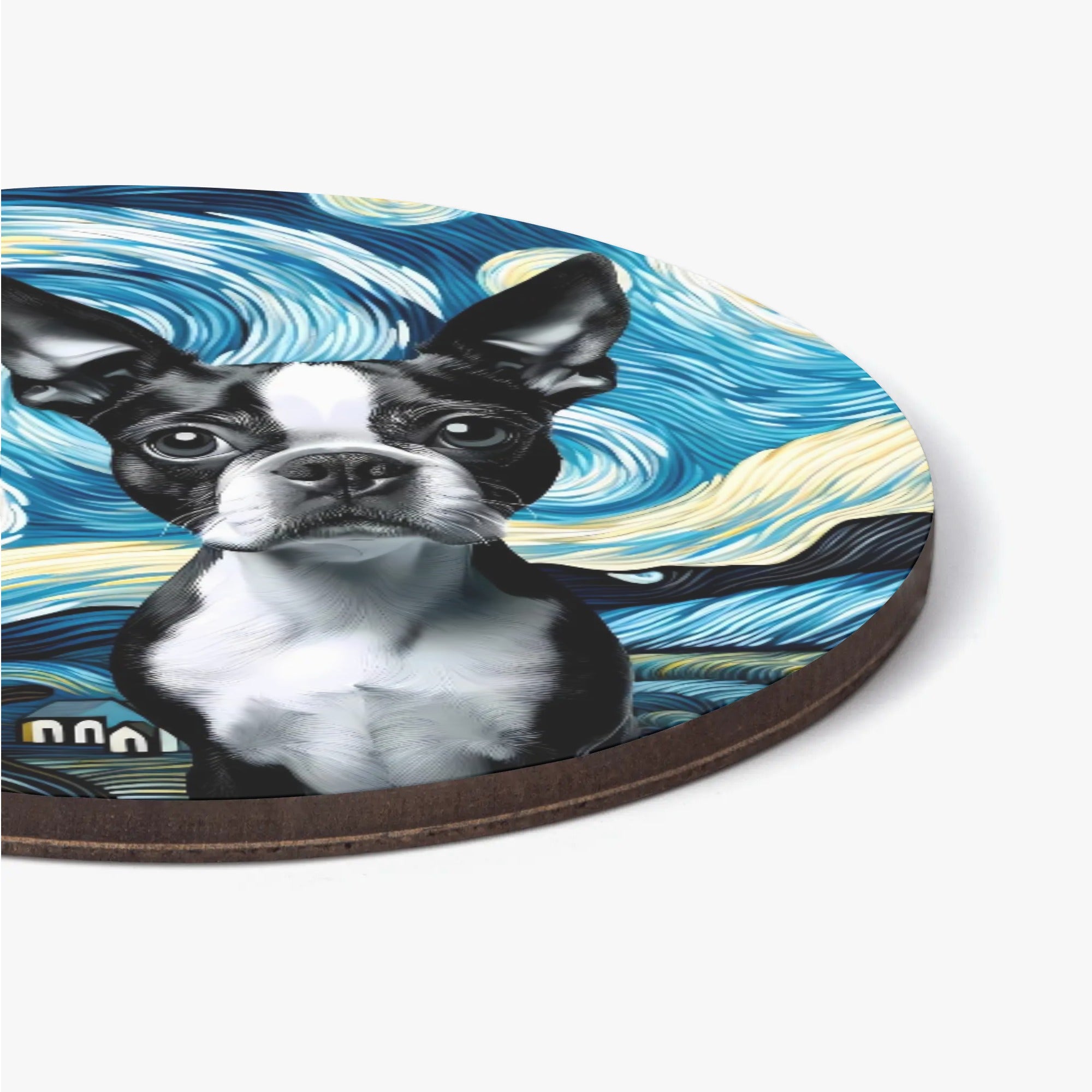 Starry Night - Boston Terrier Wood Coaster Set (4pcs)