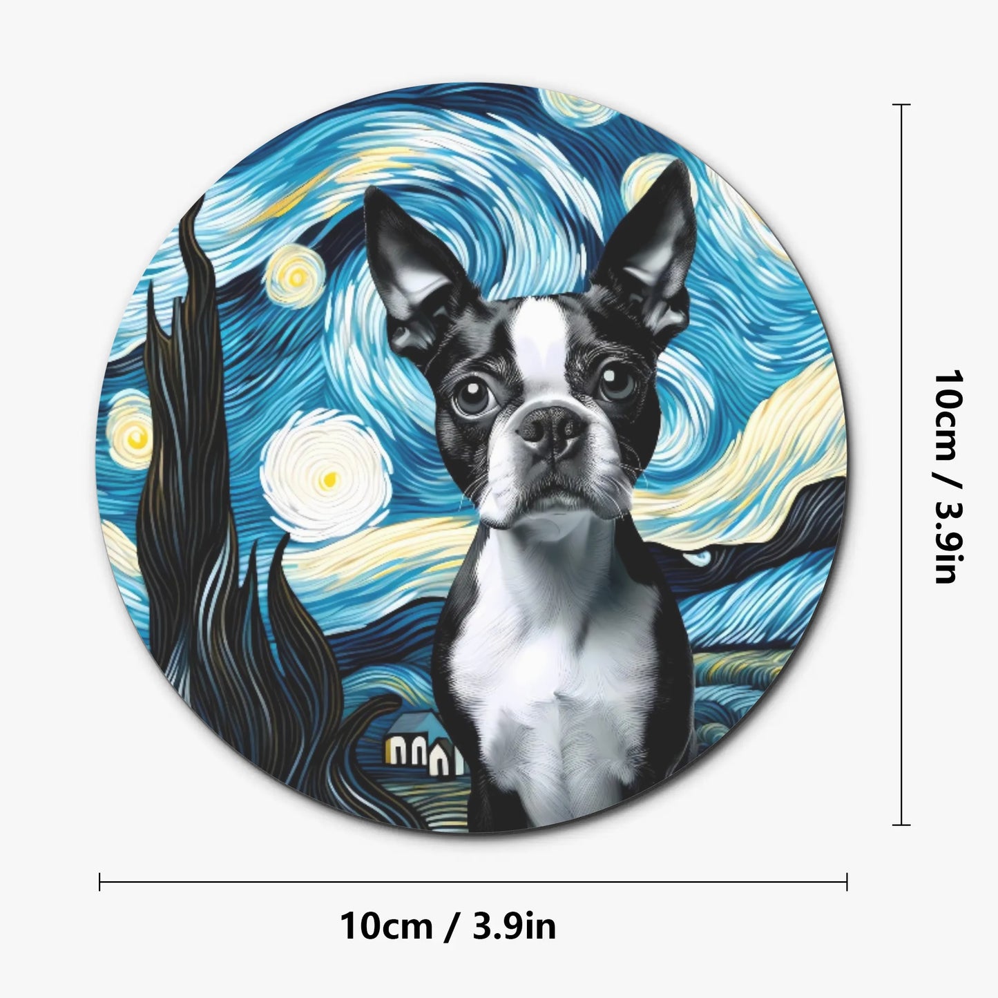 Starry Night - Boston Terrier Wood Coaster Set (4pcs)