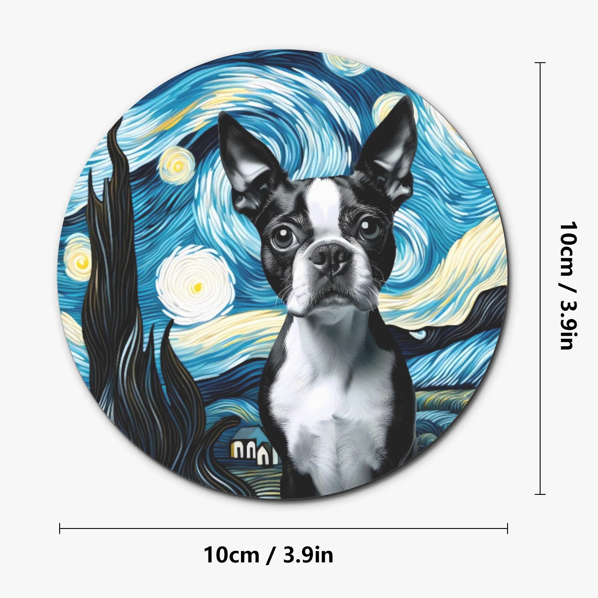 Starry Night - Boston Terrier Wood Coaster Set (4pcs)