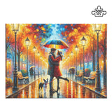 Rainy Embrace Boston Terrier Jigsaw Puzzle (500 Pcs)