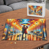 Rainy Embrace Boston Terrier Jigsaw Puzzle (500 Pcs)