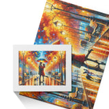 Rainy Embrace Boston Terrier Jigsaw Puzzle (500 Pcs)