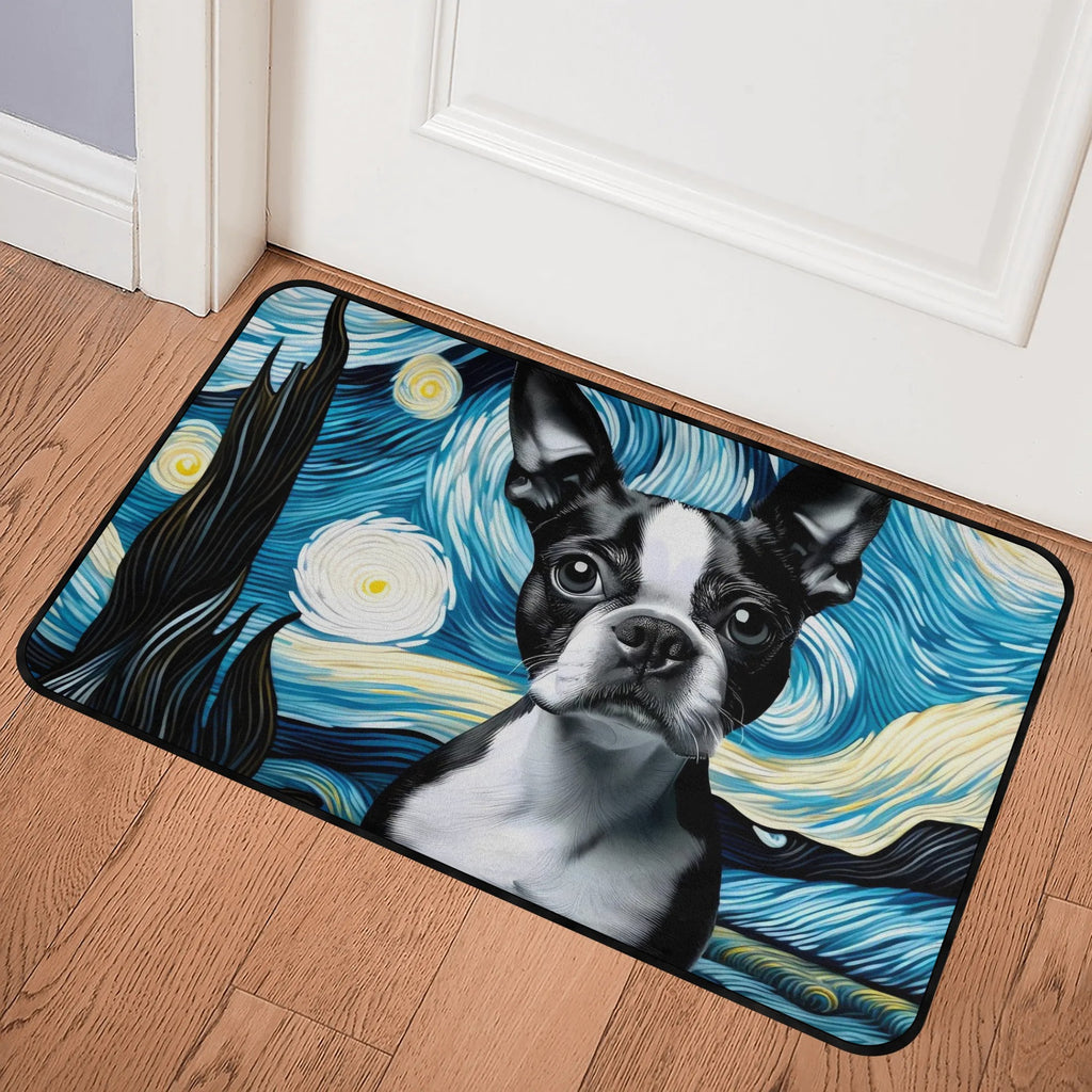 Starry Night - Boston Terrier Dog Non-slip Room Rug