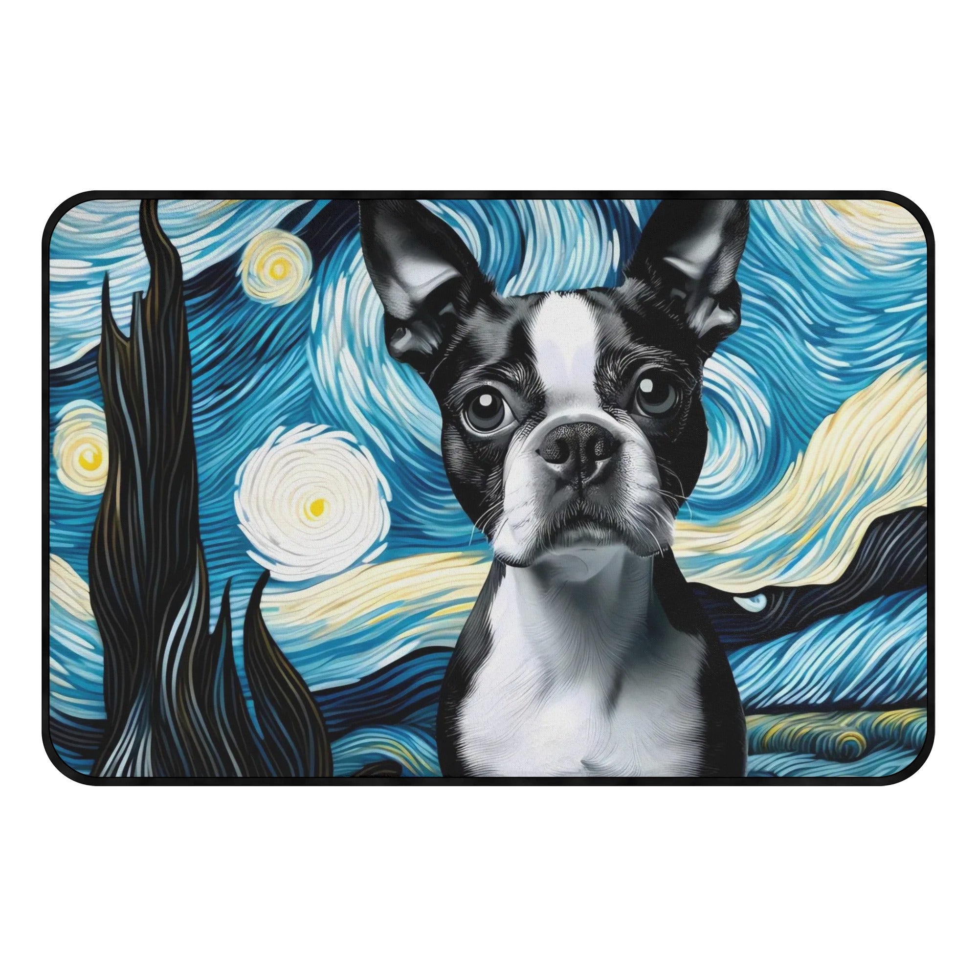 Starry Night - Boston Terrier Dog Non-slip Room Rug