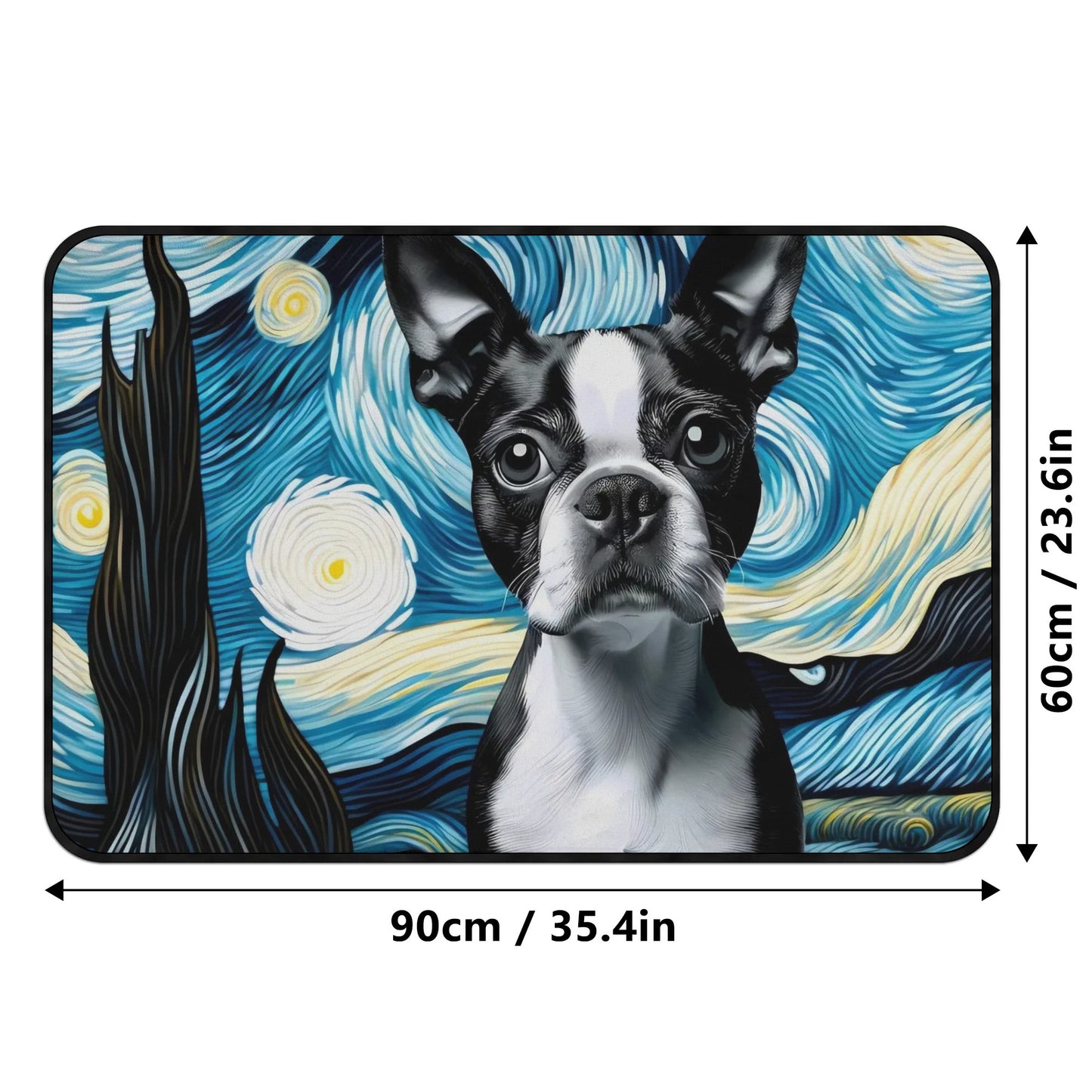Starry Night - Boston Terrier Dog Non-slip Room Rug