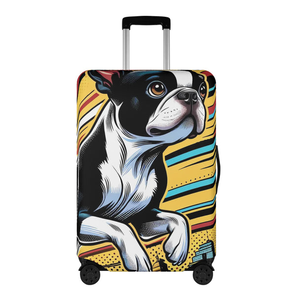 Comic Book-Style Boston Terrier Polyester Luggage Cover