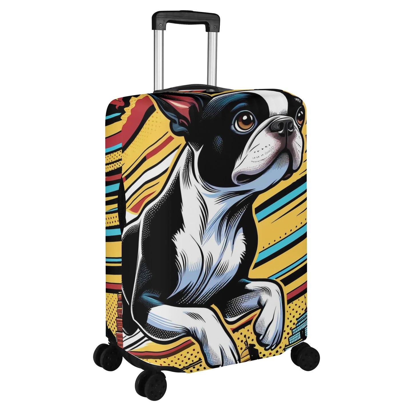 Comic Book-Style Boston Terrier Polyester Luggage Cover