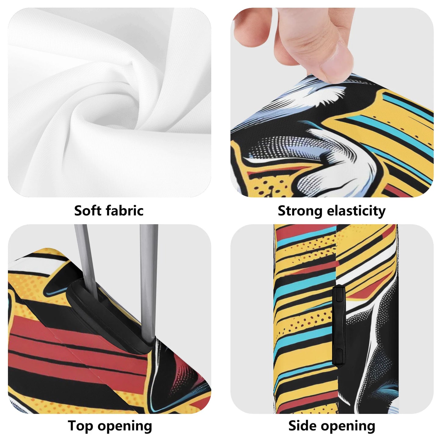 Comic Book-Style Boston Terrier Polyester Luggage Cover