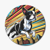 Comic Book-Style Boston Terrier Dog Wood Coaster Set (4 pcs)