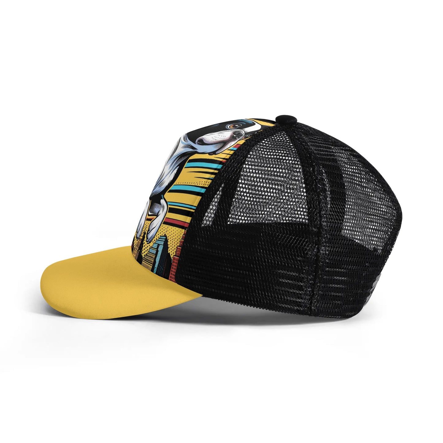 Comic Book-Style Boston Terrier Dog Kids Mesh Trucker Hats