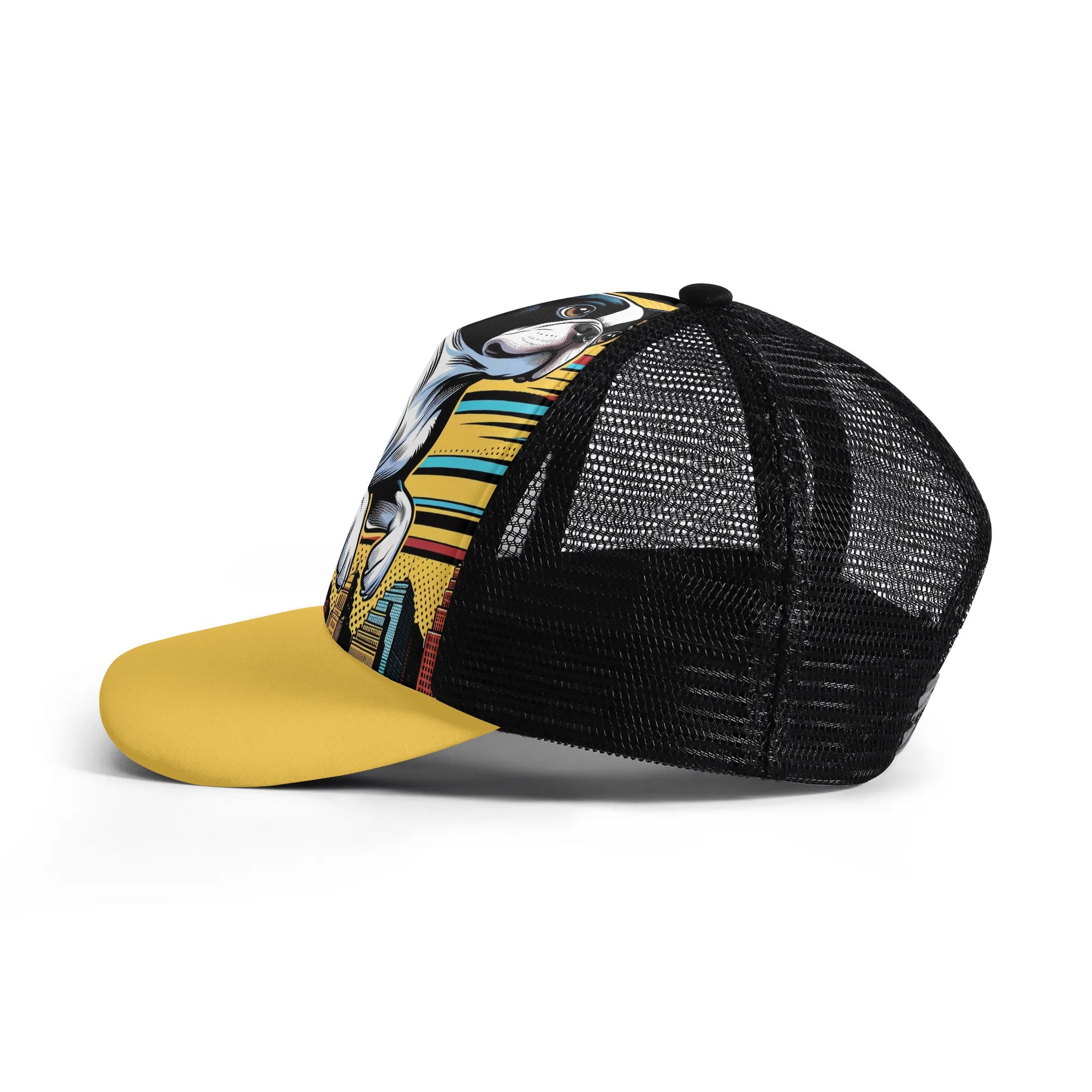 Comic Book-Style Boston Terrier Dog Kids Mesh Trucker Hats