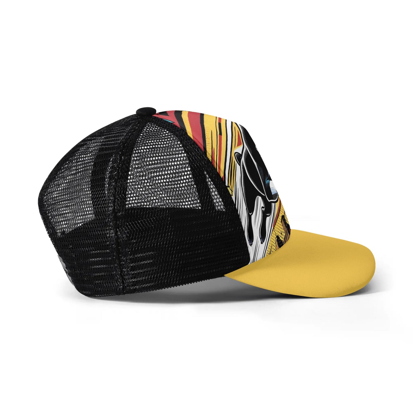 Comic Book-Style Boston Terrier Dog Kids Mesh Trucker Hats