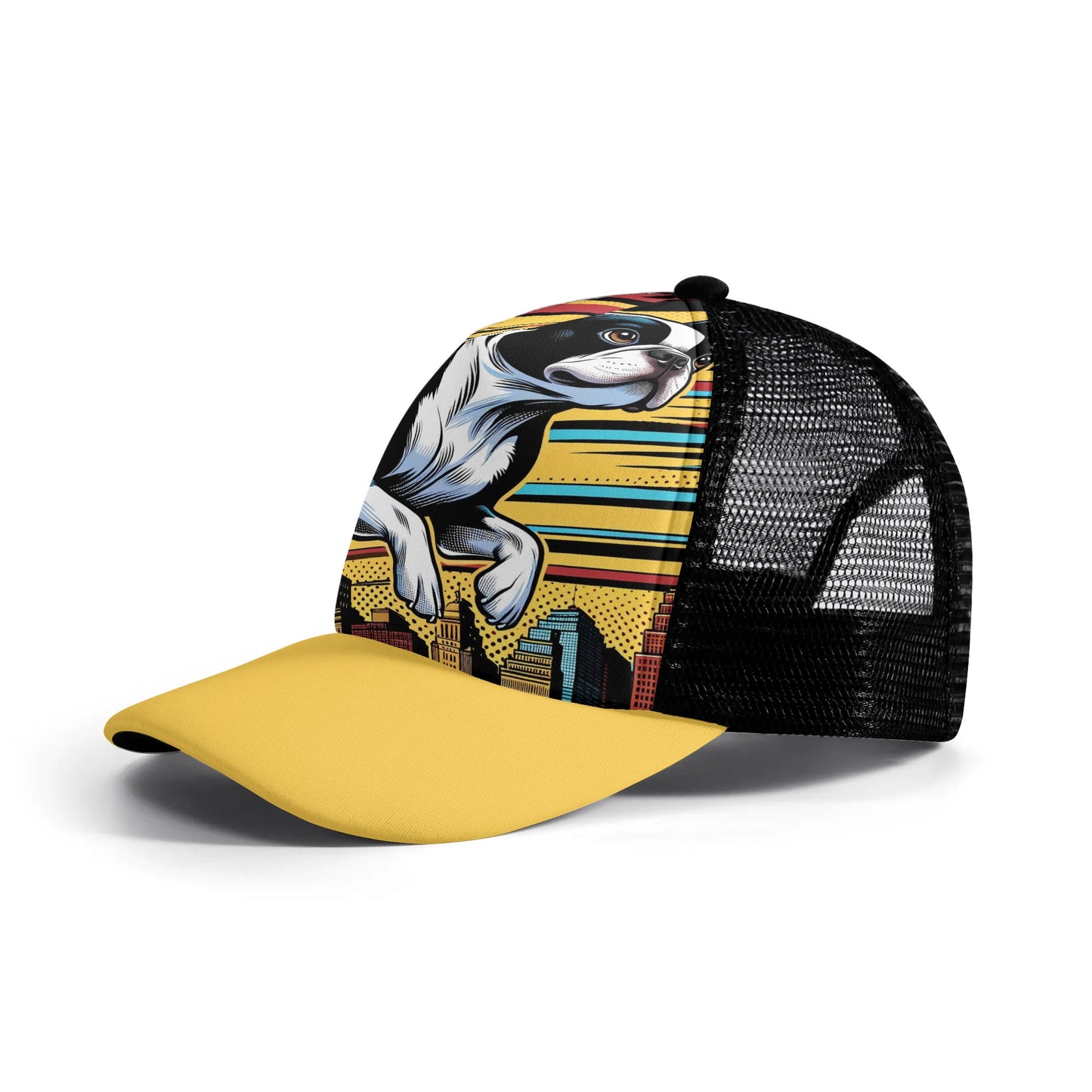 Comic Book-Style Boston Terrier Dog Kids Mesh Trucker Hats