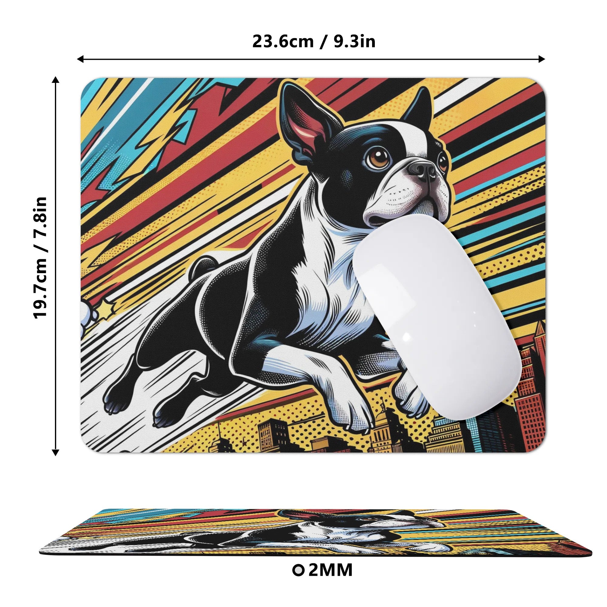 Comic Book-Style Square Rubber Mouse Mat Pad