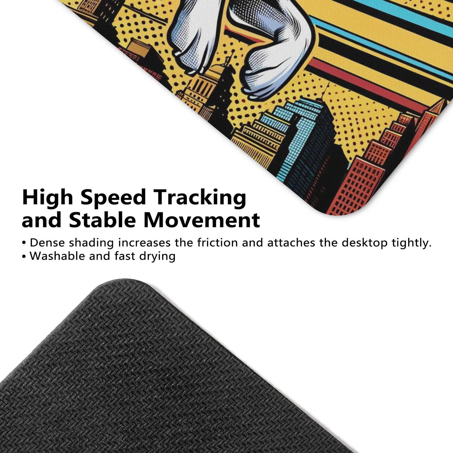 Comic Book-Style Square Rubber Mouse Mat Pad