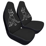 Line Drawn Boston Terrier Dog Black Front Car Seat Covers (Set of 2)