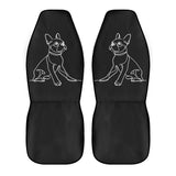 Line Drawn Boston Terrier Dog Black Front Car Seat Covers (Set of 2)