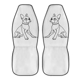 Line Drawn Boston Terrier Dog White Front Car Seat Covers (Set of 2)