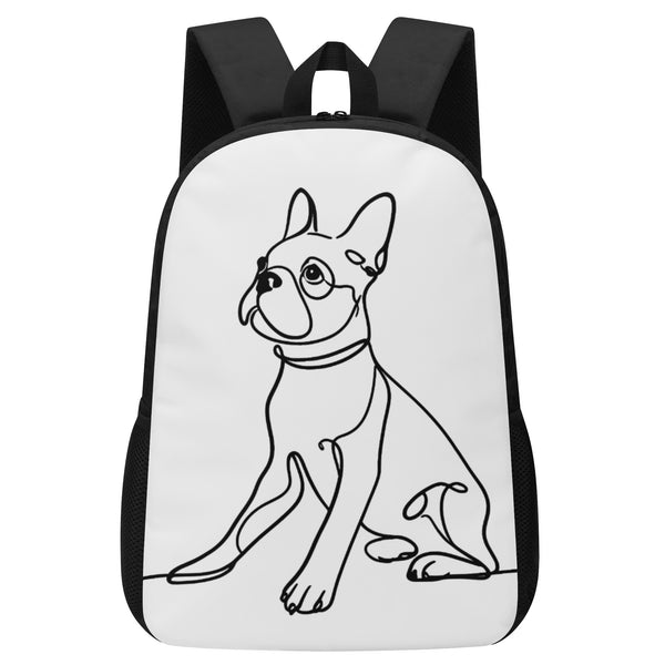 Line Drawn Boston Terrier Dog 17 Inch Laptop Backpack