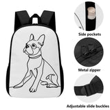 Line Drawn Boston Terrier Dog 17 Inch Laptop Backpack