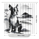 Japanese-Inspired Ink Wash Painting Shower Curtain