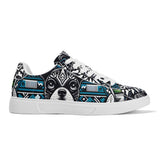 Hawaiian Boston Terrier Dog Adult Low Top Leather Skateboard Shoes