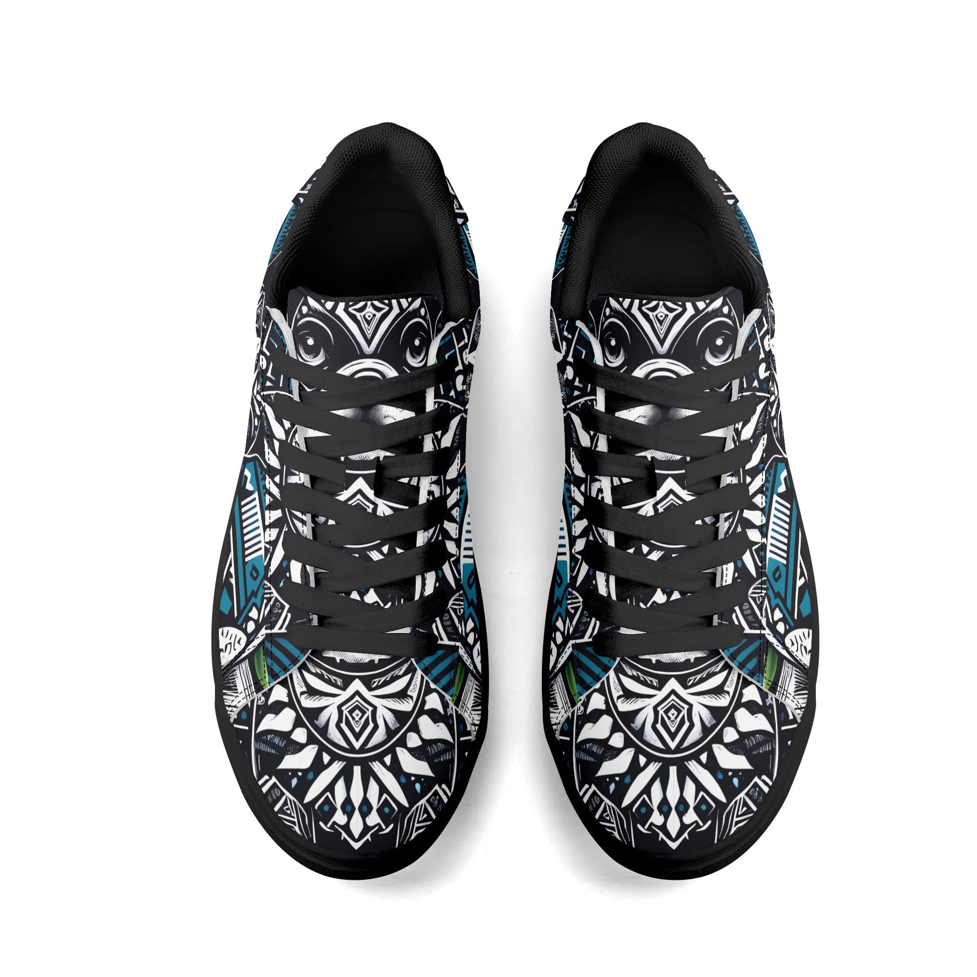 Hawaiian Boston Terrier Dog Adult Low Top Leather Skateboard Shoes