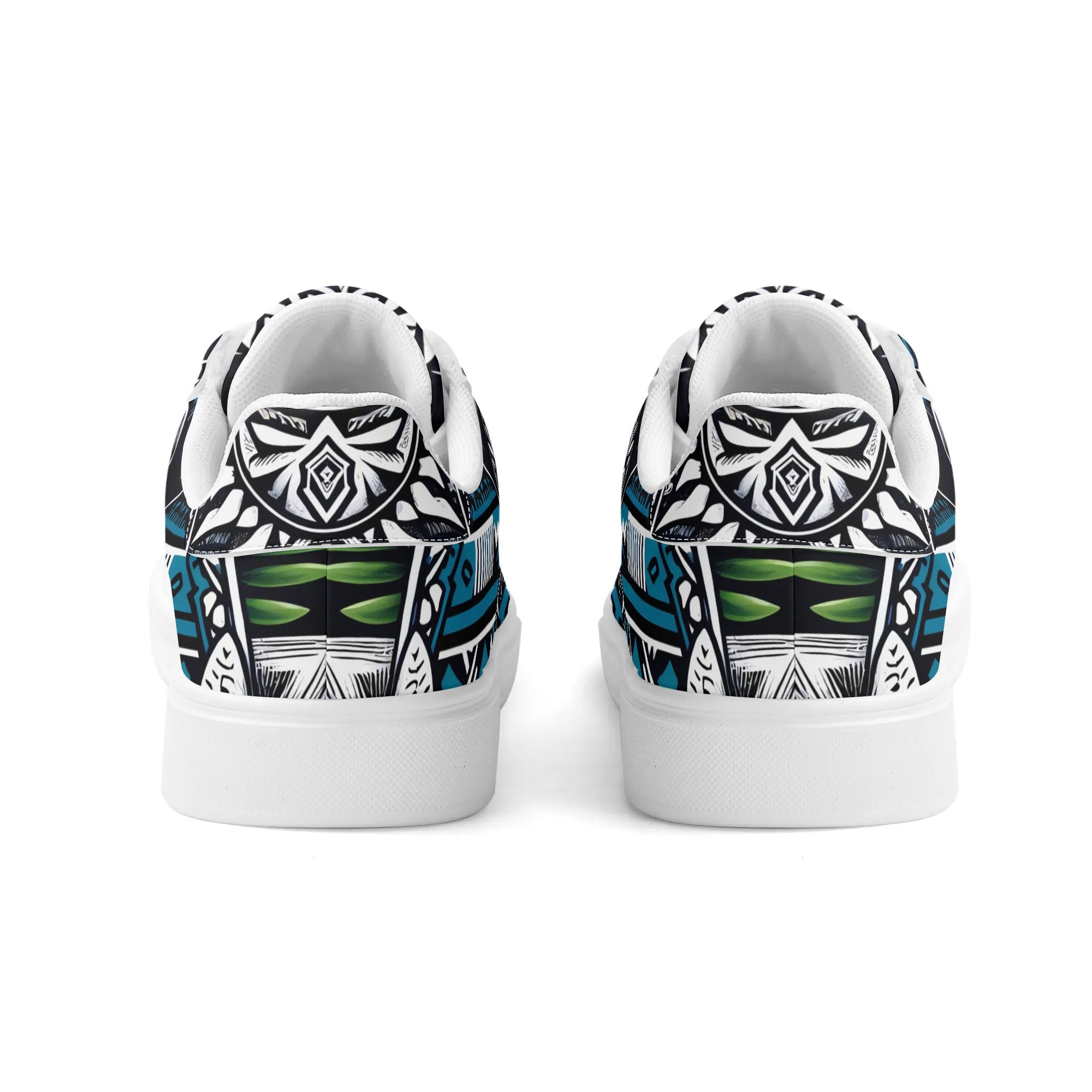 Hawaiian Boston Terrier Dog Adult Low Top Leather Skateboard Shoes
