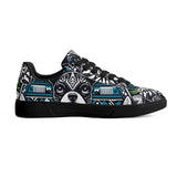 Hawaiian Boston Terrier Dog Adult Low Top Leather Skateboard Shoes