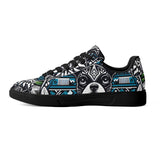 Hawaiian Boston Terrier Dog Adult Low Top Leather Skateboard Shoes
