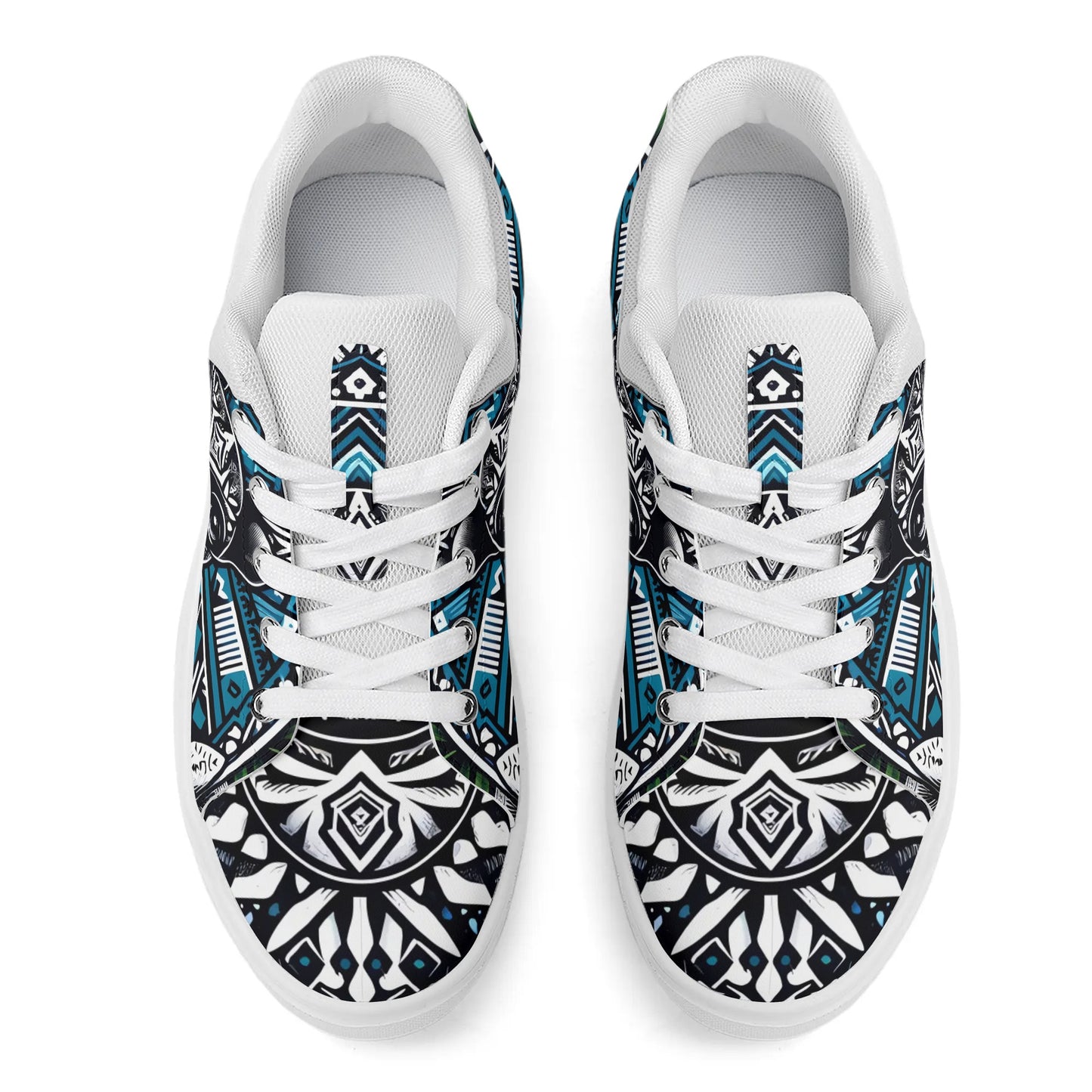Hawaiian Boston Terrier Dog Unisex Low Top PU Mesh Skateboard Shoes