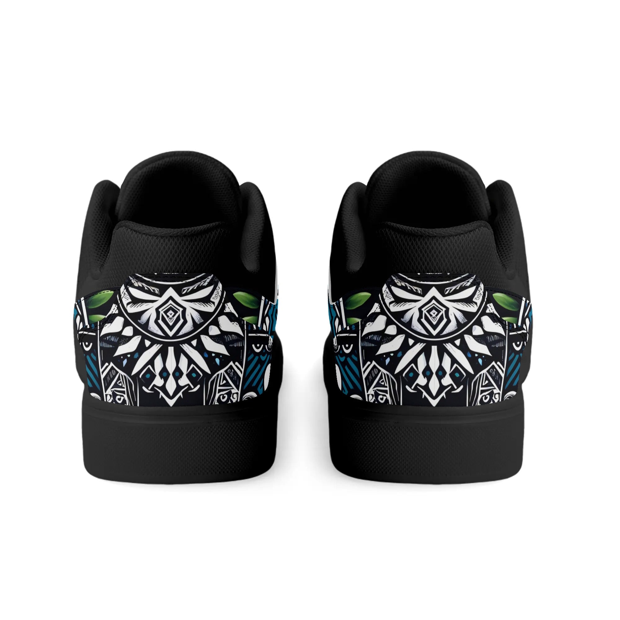 Hawaiian Boston Terrier Dog Unisex Low Top PU Mesh Skateboard Shoes