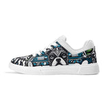 Hawaiian Boston Terrier Dog Unisex Low Top PU Mesh Skateboard Shoes