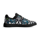 Hawaiian Boston Terrier Dog Unisex Low Top PU Mesh Skateboard Shoes