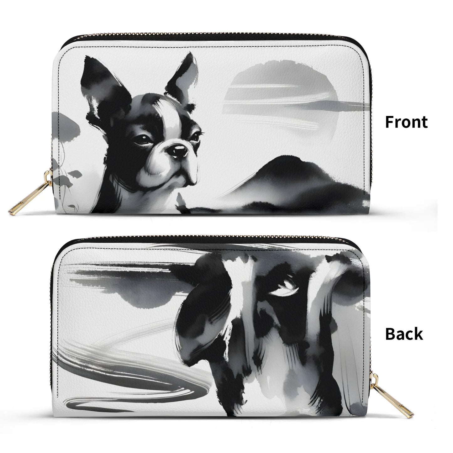 Japanese-Inspired Ink Wash Painting PU Leather Wallet for Women