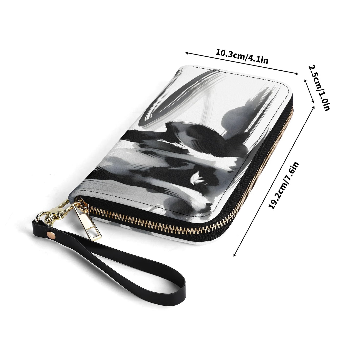 Japanese-Inspired Ink Wash Painting PU Leather Wallet for Women