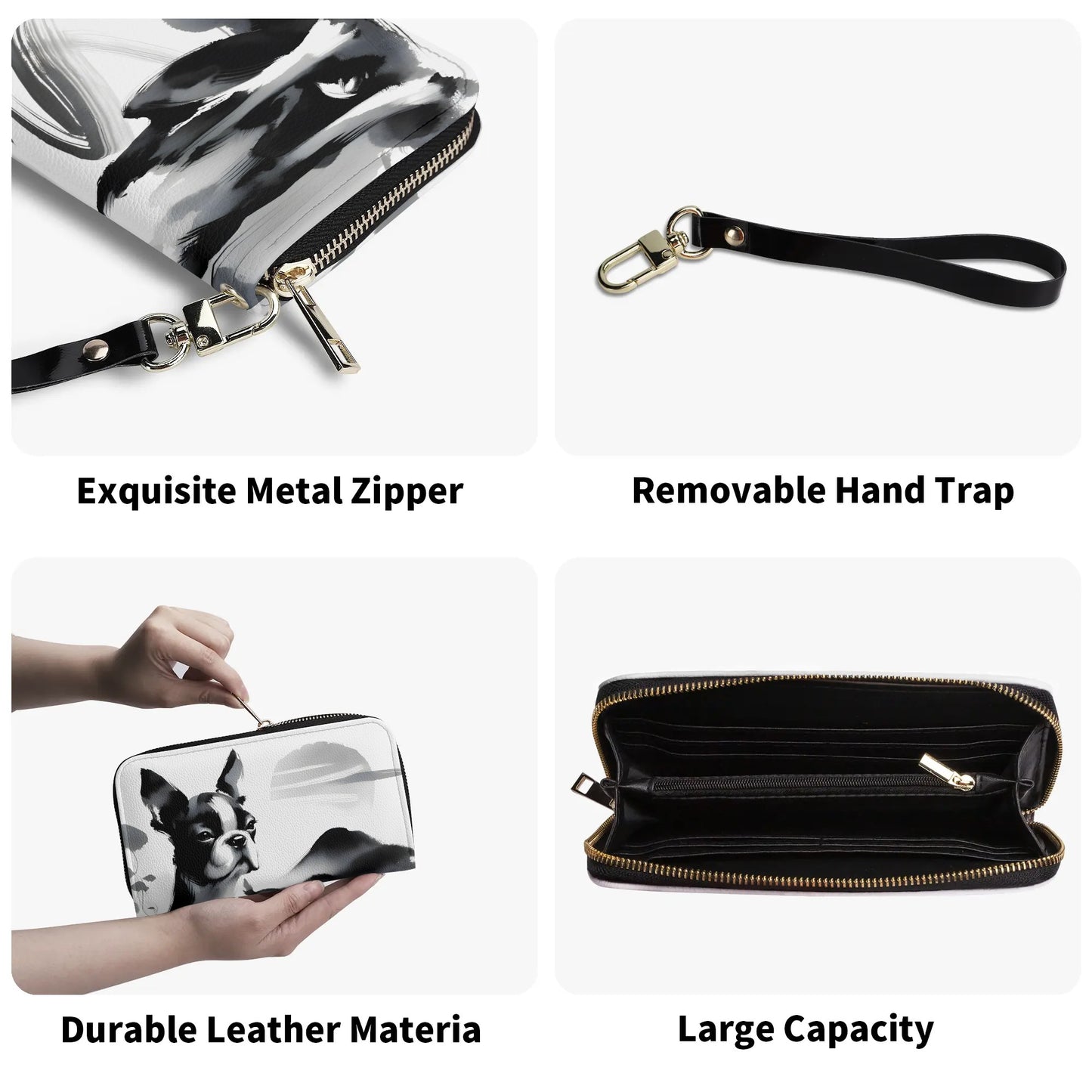 Japanese-Inspired Ink Wash Painting PU Leather Wallet for Women
