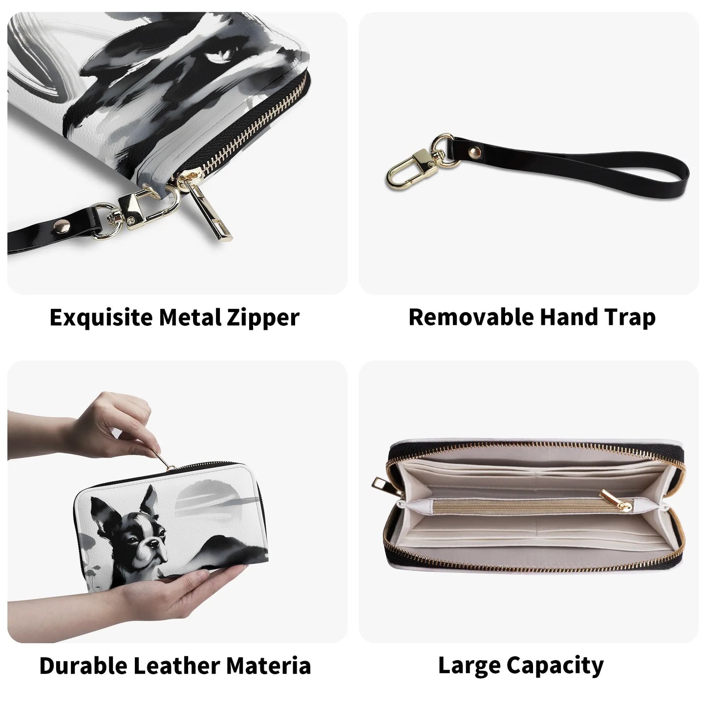 Japanese-Inspired Ink Wash Painting PU Leather Wallet for Women