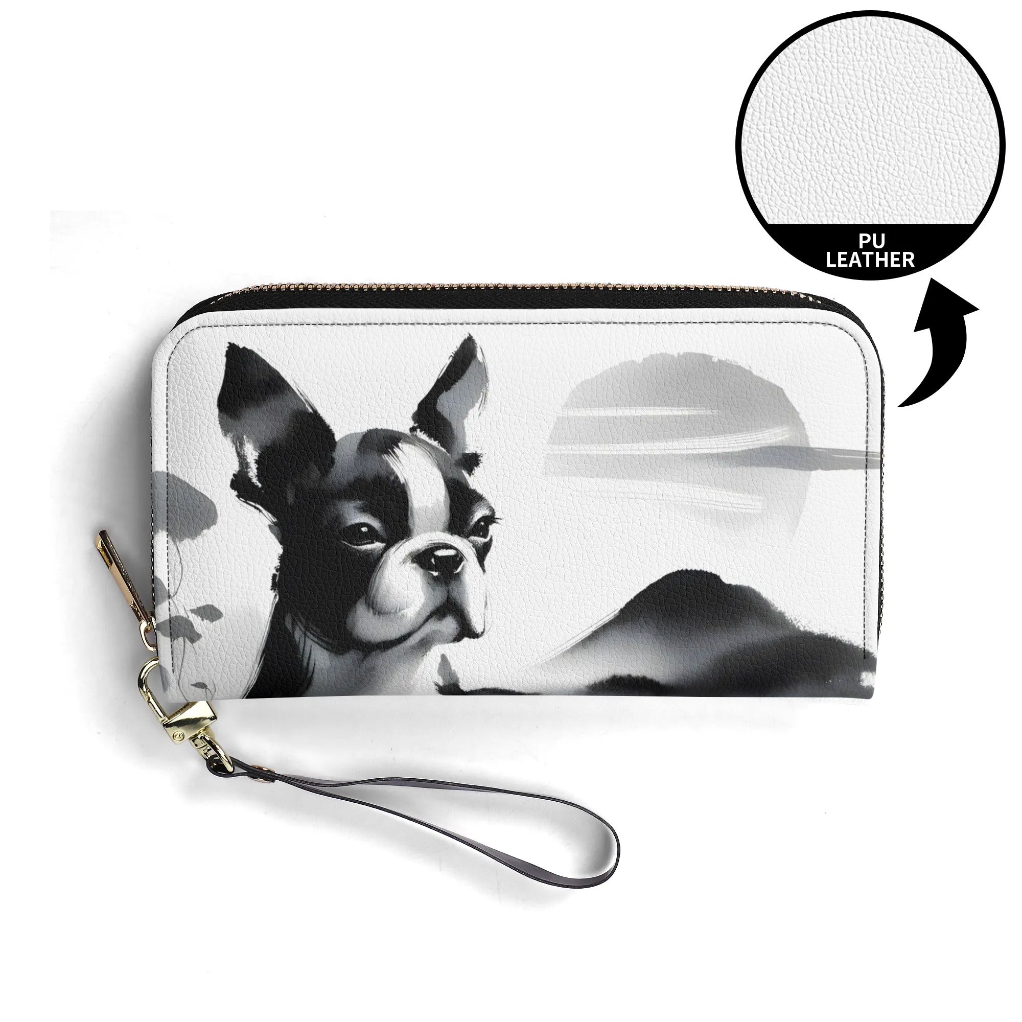 Japanese-Inspired Ink Wash Painting PU Leather Wallet for Women