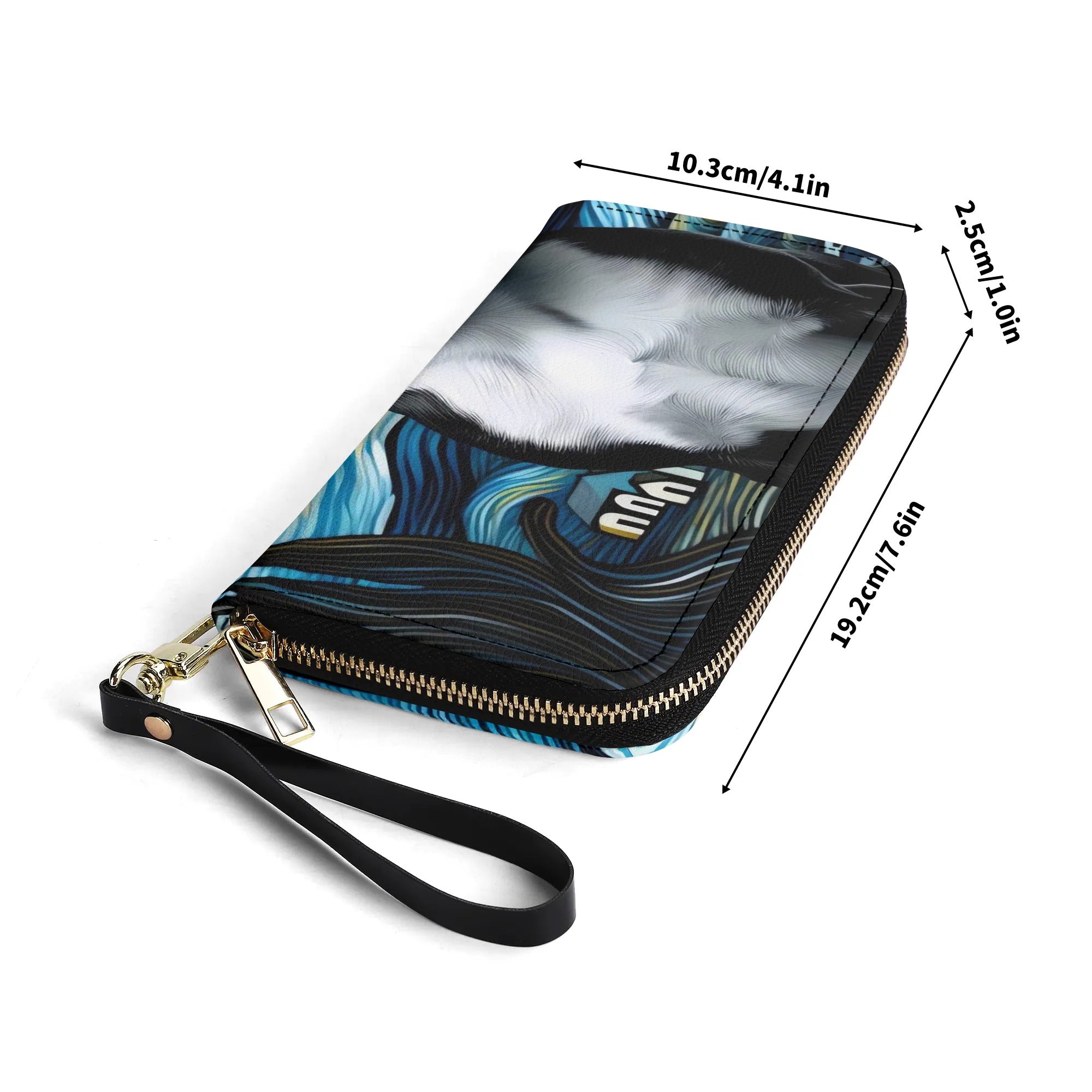 Starry Night Boston Terrier Dog PU Leather Wallet for Women