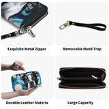 Starry Night Boston Terrier Dog PU Leather Wallet for Women