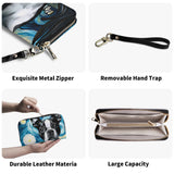 Starry Night Boston Terrier Dog PU Leather Wallet for Women