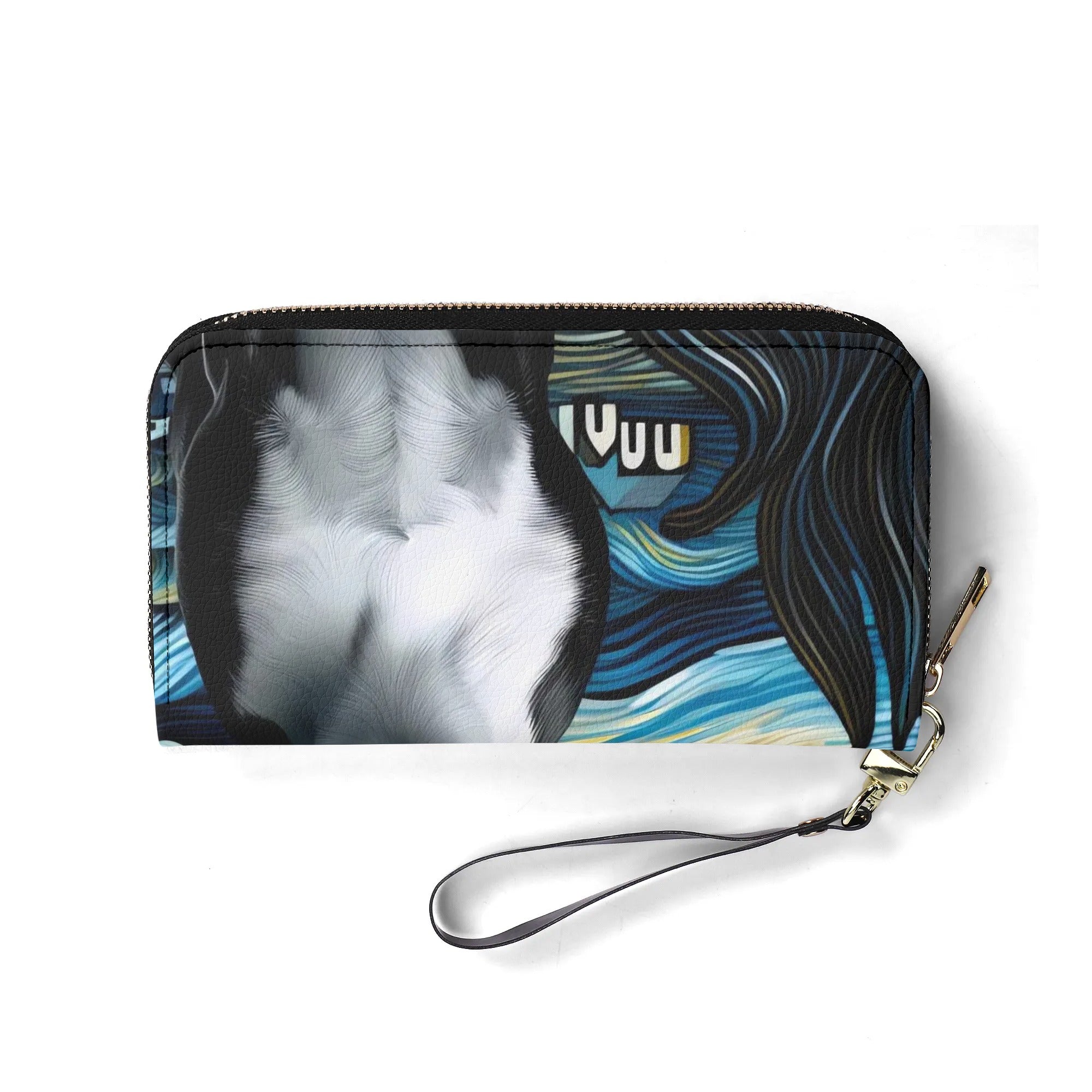 Starry Night Boston Terrier Dog PU Leather Wallet for Women
