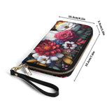 Floral Boston Terrier Dog PU Leather Wallet for Women