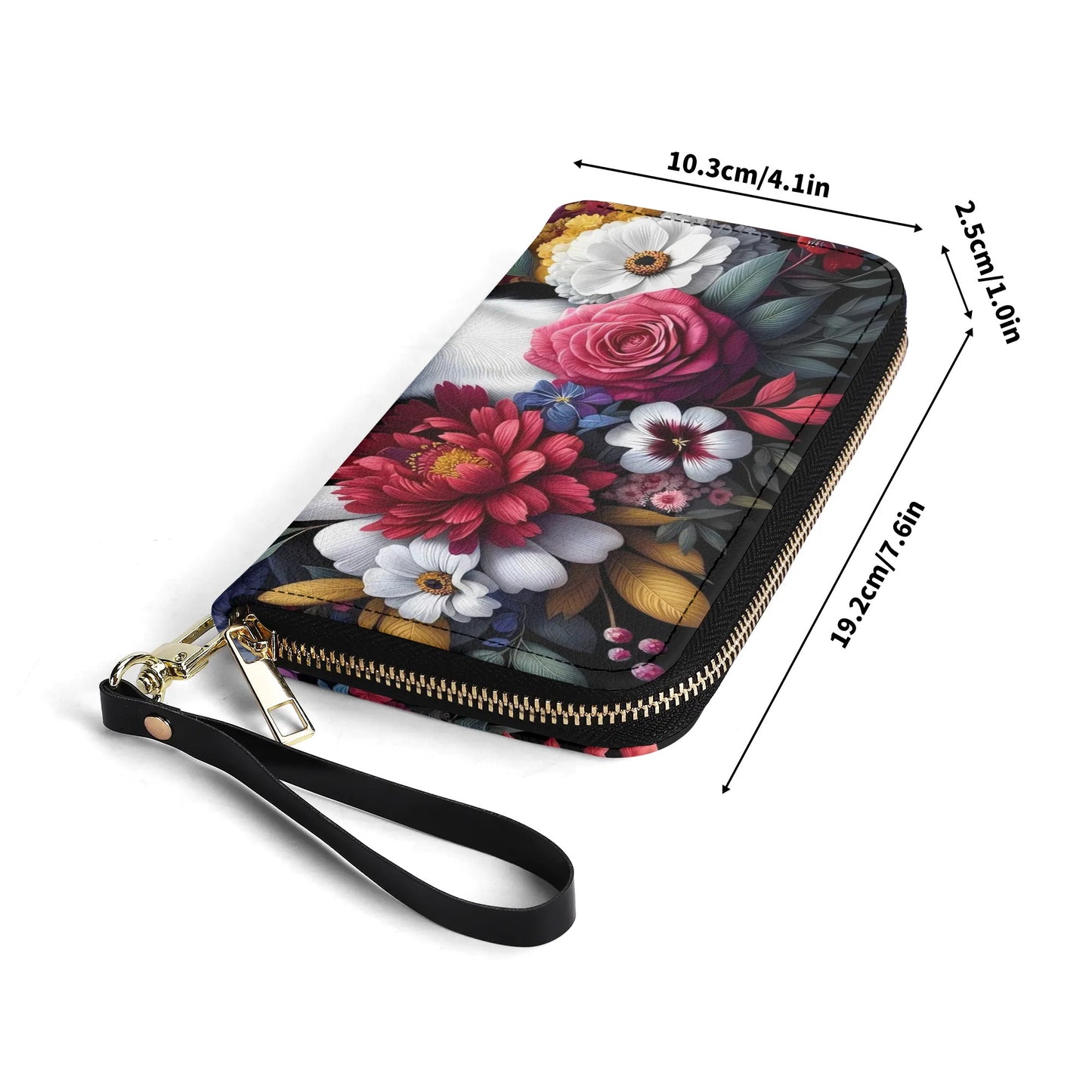 Floral Boston Terrier Dog PU Leather Wallet for Women