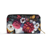 Floral Boston Terrier Dog PU Leather Wallet for Women