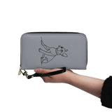 Line Drawn Boston Terrier Dog PU Leather Wallet for Women - Gray