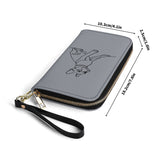 Line Drawn Boston Terrier Dog PU Leather Wallet for Women - Gray