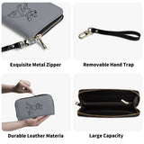 Line Drawn Boston Terrier Dog PU Leather Wallet for Women - Gray